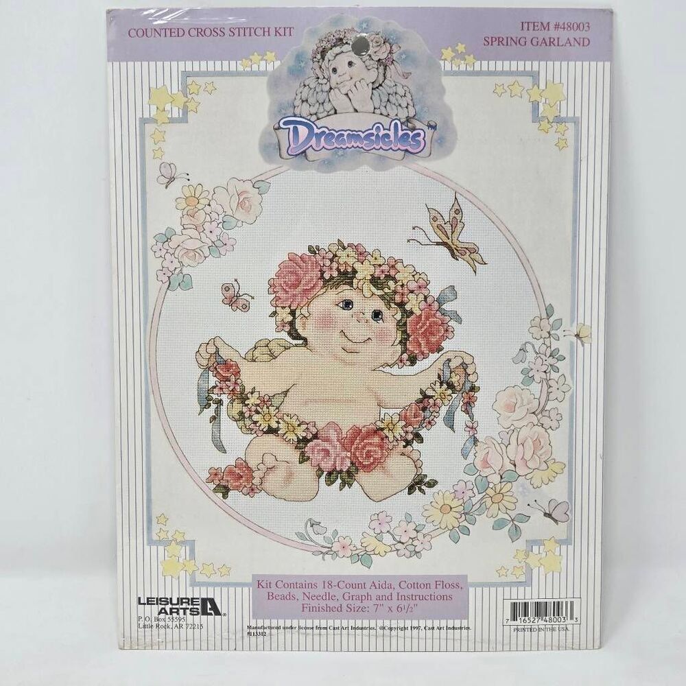 DREAMSICLES SPRING GARLAND COUNTED CROSS STITCH KIT 48003 7" X 6.5" LEISURE ARTS